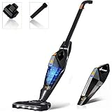 Cordless Vacuum, Hikeren Stick Vacuum Cleaner, 12KPa Lightweight 2 in 1 Stick Handheld Vacuum with Rechargeable Lithium Ion Battery and LED Brush for Floor Carpet Pet Hair, Black (Upgraded)