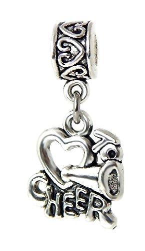 CherityneDangle Love to Cheer Charm Bead for Bracelets