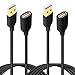 Besgoods USB Extension Cable, 2-Pack 10ft/3m USB 2.0 Type A Male to A Female Extension Cord USB Cable Extender with Gold-Plated Connectors, Black