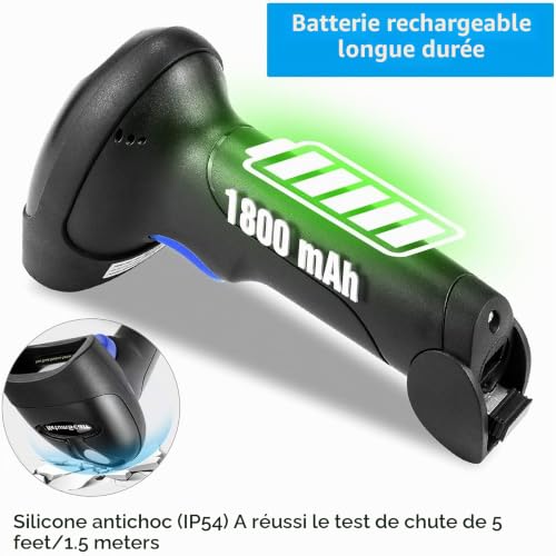 NetumScan - CCD Wireless Barcode Scanner, USB Automatic Barcode Reader Compatible with PC and Mac Laptops, NSL6