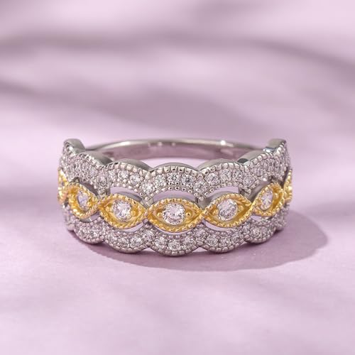 Jeulia 925 Sterling Silver Round Cut Milgrain Engagement Ring for Women Anniversary with Case