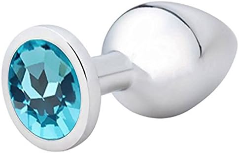 GaiNL Stainless Steel A-n-a-l Bu-tt Pl-ug Base With Jewelry Birth Stone Butt-Anal-Play(Medium)(Sky blue)