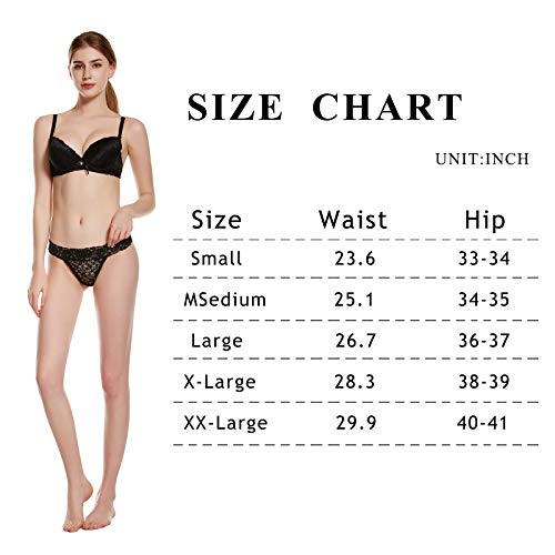 Thongs For Women 5 Pack Thin Ice Lace Low Waist Seamless Sexy See Through Panties（Medium）