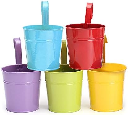 OGIMA Flower Pot Metal Iron Nursery Pot Wall Hanging Planter Flower Pots Indoor/Outdoor For Railing Fence Balcony Garden Home Decoration (5 colors)