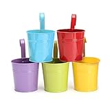 Hanging Flower Pots - Metal Iron Wall Hanging Planter Indoor/ Outdoor for Railing Fence Balcony Garden Home Decoration (pack of 5)