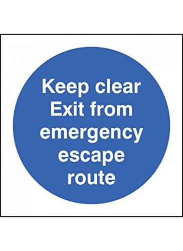 Caledonia Signs 11604N Keep Clear Exit from Emergency Escape Route Sign, Rigid Plastic, N: 400 mm x 400 mm
