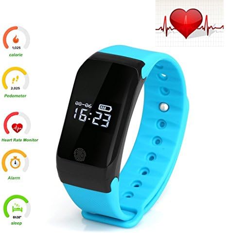 Fitness Tracker, Heart Rate Monitor Smart Watch IP67 Waterproof Pedometer Sleep Monitor Activity Tracker, Bluetooth 4.0 Smart band Wireless Fitness Monitor Armband | Wristband | Bracelet (Blue)