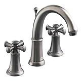 American Standard 7420.821.295 Portsmouth Widespread Lavatory Faucet with Speed Connect Drain with Cross Handles, Crescent Spout, Satin Nickel