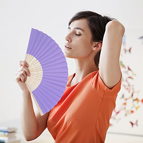 JOHOUSE 28PCS Folding Paper Fans, Handheld Bamboo Fans Foldable Decorative Fans 14 Colors Japanese Chinese Style for Summer Beach Party Dancing DIY Wall Decoration