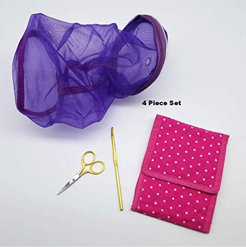 Crochet Organizer Set Purple/Pink ~ Scissors, Yarn Holder & Yarnology Needle Organizer