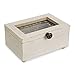 Pavilion Gift Company 77117 Dandelion Every Dream Fulfilled Started with a Simple Wish Vintage Style Jewelry Box with Glass Window, Beige, Bronze