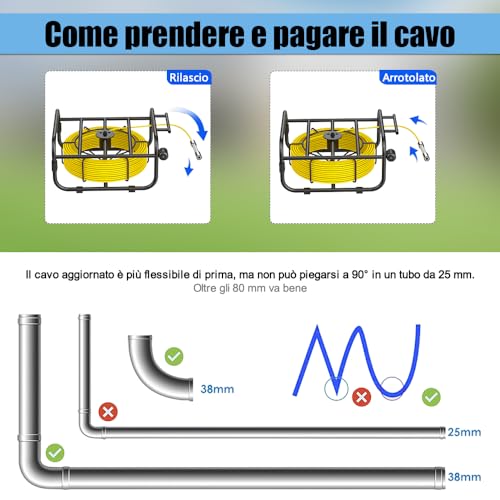 ESANHAO Inspection Camera Pipes 30 Metres 9 Inches Monitor DVR Recording Camera Inspection Pipe, IP68 Endoscopic System Industrial Video Inspection of Sewer Pipe Exhaust with 8pcs LE
