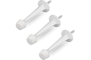 HOMOTEK 3 Pack Heavy Duty Solid Rigid Door Stop with Soft Rubber Tip, Zinc Die Cast Door Stopper Protect Wall & Door, White