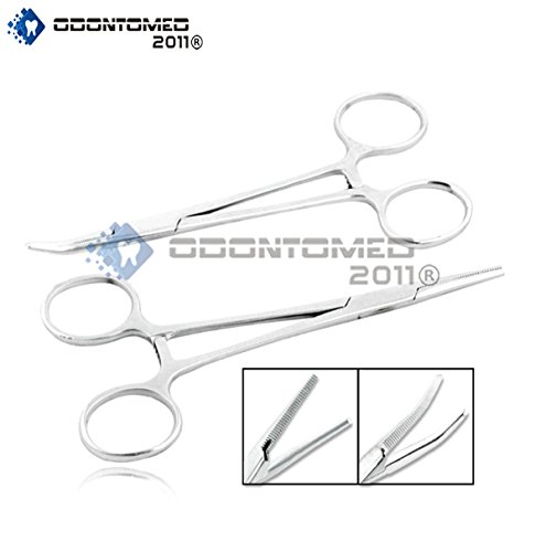 UPC 753970236930, OdontoMed2011 8&quot; STRAIGHT + 8&quot; CURVED HEMOSTAT FORCEPS LOCKING CLAMPS - STAINLESS STEEL NEW