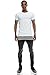 JC DISTRO Mens Hipster Hip Hop Elong Longline Striped Accent with Side Slit White T-Shirt 2XL