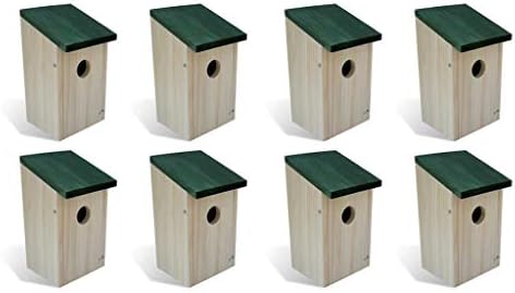 8 pcs Wooden Nesting Nest Box Bird House Small Birds with Good Ventilation Nest Holes Cozy Resting Cabin 5.5"x5.9"x8.7" for Bluebird,Finch, Chickadee,Tree Swallow Bird,Wild Birds Outdoor Backyard