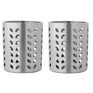 Stainless Steel Leaf Hole Cutlery Holder (Set of 2)