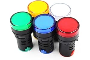 AEREXIER 5 Pack Energy Saving LED Indicator Light Green Yellow Red Blue White AC 24V AD16-22D/S Mounting Hole Φ22mm