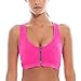 SYROKAN Women's High Impact Front Closure Racerback Full Support Wirefree Sports Bra Hot Pink 36C