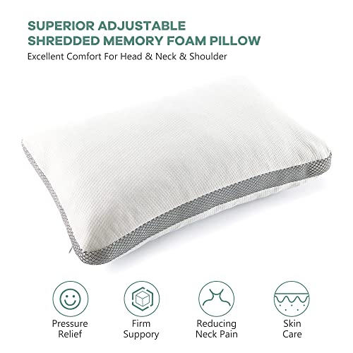 LOVTEX Shredded Memory Foam Pillow,Queen Size Bed Pillows for Sleeping