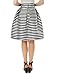 Allegra K Women's Striped High Waist Pleated A-Line Skirt Black White M