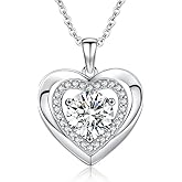 Moissanite necklace for women, 1-3 carat moissanite heart necklace with"I LOVE YOU"S925 sterling silver jewelry necklace,birthday gifts for wife, also a holiday gifts for girlfriend, mother, daughter