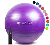 Exercise Ball for Yoga, Pilates, Therapy, Balance, Stability, Posture Support, Desk Chair and Birthing | Anti Burst, Non Slip Design | Workout Guide + eBook | Multiple Sizes (Purple, 45 cm)