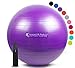 Exercise Ball for Yoga, Balance, Stability from SmarterLife - Fitness, Pilates, Birthing, Therapy, Office Ball Chair, Classroom Flexible Seating - Anti Burst, Non Slip + Workout Guide (Purple, 45cm)