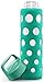 Ello Pure Glass Water Bottle with Silicone Sleeve, 20 oz, Teal Fizz