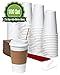 SafeWare White Coffee Cup Set - 100 Pack Disposable Coffee Cups with Lids 12 oz, Perfect for Hot Beverages, Expresso, Latte, Tea, Hot Chocolate, Includes Stirrers and Sleeves, To-Go Design