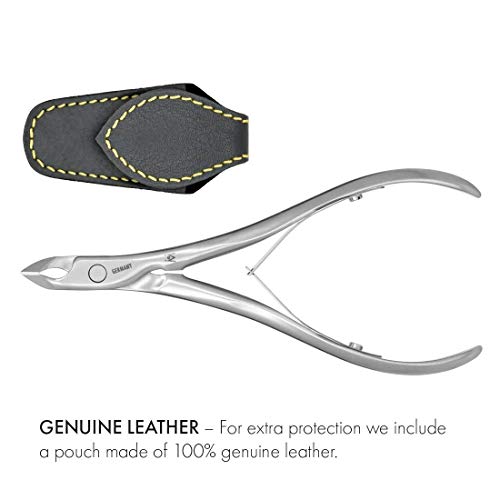 GERMANIKURE Standard Professional Cuticle Trimmer - 1/4 Quarter Jaw Nipper - Ethically Made in Germany - FINOX Stainless Steel Sharp Cuticle Remover in Leather Case - Manicure Tool, r173, 3mm