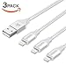 Aonlink iPhone Charger 3Pack 1M 2M 3M Nylon Braided Lightning Cable Charging Cord for iPhone X 8 8Plus 7 7Plus 6s 6sPlus 6 6Plus SE 5 5s 5c iPad iPod & More-Silver
