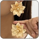 Boho Flower Stud Earrings Chunky Glossy Petal Earrings Irregular Geometric Floral Earring Lightweight Elegant Jewelry for Women