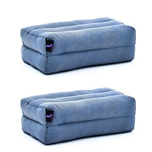 Leewadee Yoga Block Set of 2 Pilates Brick Meditation Cushion Eco-Friendly Organic and Natural, 35x18x12 cm, Kapok