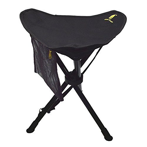 GEERTOP Large Folding Tripod Stool Slacker Chair With Mesh Pocket For Fishing & Camping & Hiking (Black)