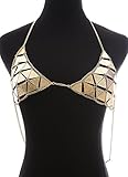 Boderier Sexy Girls Body Jewelry Gold Triangle Bikini Chain Necklace Metal Underwear Bra (GOLD)