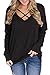 Unidear Women's Casual Puff Long Sleeve V Neck Criss Cross Tunic Pullover Tops with Banded Hem Black#3 XXL
