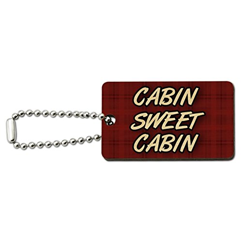 Cabin Sweet Cabin Red Plaid Wood Wooden Rectangle Keychain Key Ring