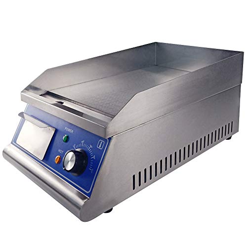 TAIMIKO Commercial Electric Griddle Flat Top Grill HotPlate Kitchen Grill CounterTop Stainless Steel Thermostatic Control 1500W 12" One Year Warranty - Thumbnail 4
