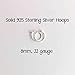 Tiny Silver Hoop Earrings Solid 925 Sterling Silver Mini Hoops 8mm Size 22 Gauge Sensitive Ears