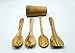 Olive Wood 5-Piece Wooden Cooking Utensil Set - Includes holder with spatula, cooking/mixing spoon, salad spoon and fork - Handcrafted in Tunisia - Unique patterns and color variations