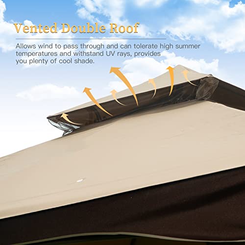 Domi 10x13 Outdoor Gazebo with Mosquito Netting, Double Roof Soft Top Patio Shelter image 22