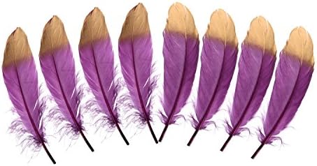 36 Pcs Glitter Gold Dipped Goose Feathers - for Various Crafts, Birthday Parties, Wedding and Party Decoration (Dark Purple)