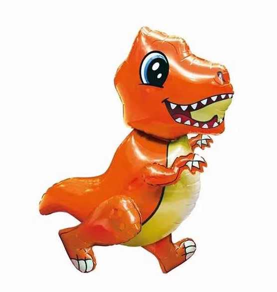 Orange T-Rex 3D Dinosaur Foil Balloon, 80cm