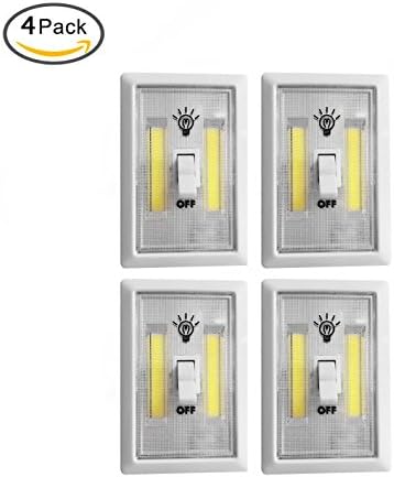 UOTOO Battery Powered Tap Light Closet Light, Super Bright COB LED Wireless Switch light Magnetic Stick Anywhere for Cabinet ,Kitchen, Boat, RV, BBQ (4 pcs)