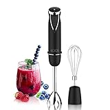 KOIOS Hand Immersion Blender with Whisk Attachment, 500 Watt Black