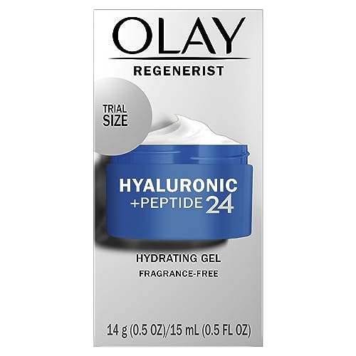 OLAY REGENERIST HYALURONIC + PEPTIDE 24 GEL FACE MOISTURIZER, FRAGRANCE-FREE, TRIAL SIZE, .5 OZ