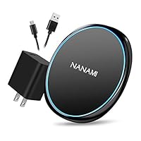 NANAMI Fast Wireless Charger, 7.5W Qi-Certified Wireless Charging Pad [with QC3.0 Adapter] Compatible iPhone 11/11 Pro/11 Pro Max/XS Max/XS/XR/X/8/8 Plus,10W for Samsung S10/S10+/S9/S8/S7/Note 10/9/8