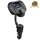 LASAR Bluetooth FM Transmitter,Wireless Radio Adapter Hands-Free Calling Car Kit QC3.0 and Smart Dual USB Port W 1.7" Display, Support USB Drive,AUX Input/Output, TF Card MP3 Player