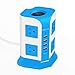 Surge Protector Power Strip 8-Outlet 4-USB Port Multi Outlets Plug Desktop Charging Station with 6.5ft Long Heavy Duty Extension Cord Home Office School E-Reader Power Adapter by Safemore(White+Blue)